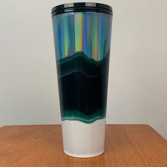 Starbucks 2021 Holiday silver blue green ice ombré wave iridescent 24oz tumbler - Picture 2 of 5
